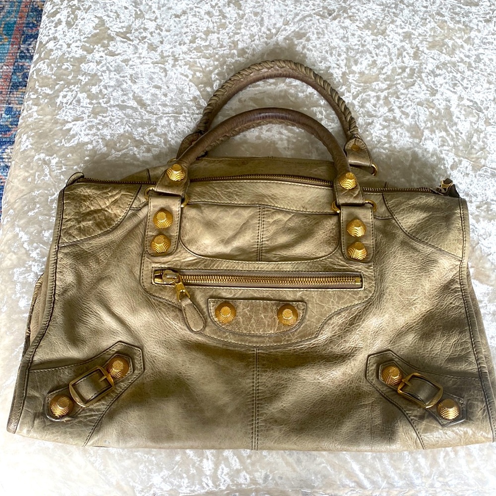 SOLD Motorcycle City Giant Stud Leather Bag